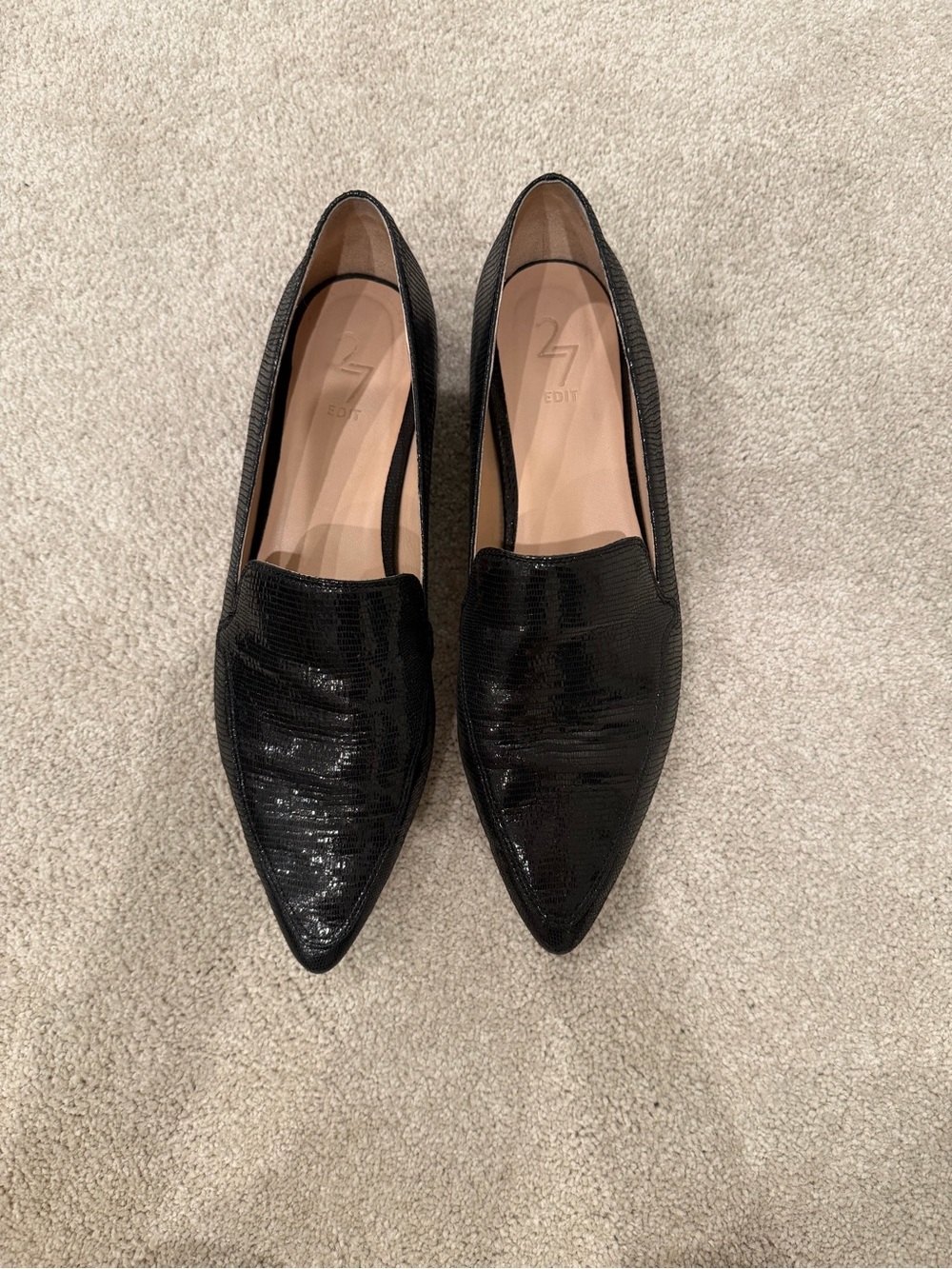 27 EDIT Black Pointed Toe Slip-On Loafers